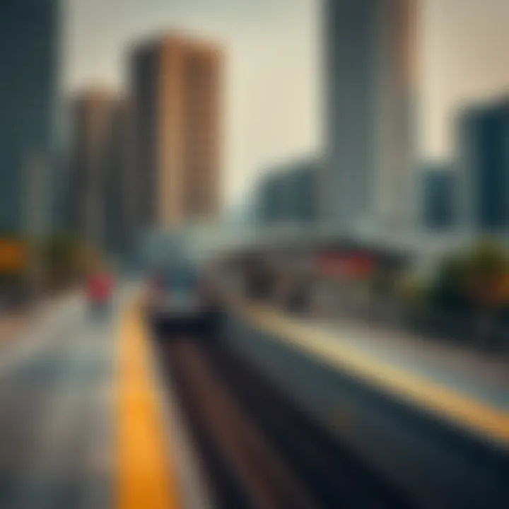 Exterior view of a Dubai Red Line Metro Station with urban surroundings