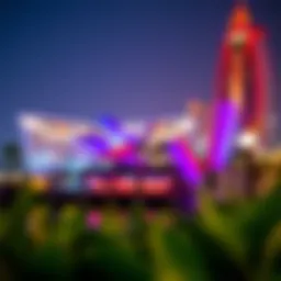 Vibrant night lights illuminating La Mer Dubai