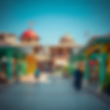 Colorful pavilions representing different countries