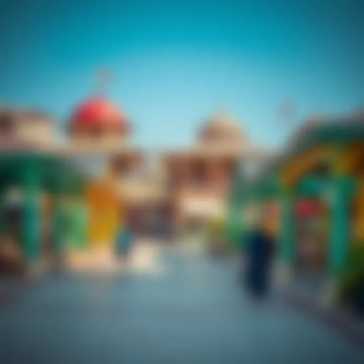 Colorful pavilions representing different countries
