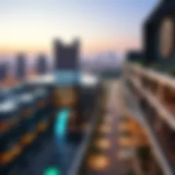 A panoramic view of Roof City Walk showcasing its modern architecture