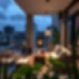 Elegant balcony with modern furniture