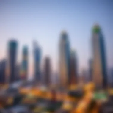 Contemporary Skyscrapers of Dubai Modern skyscrapers representing Dubai's rapid development