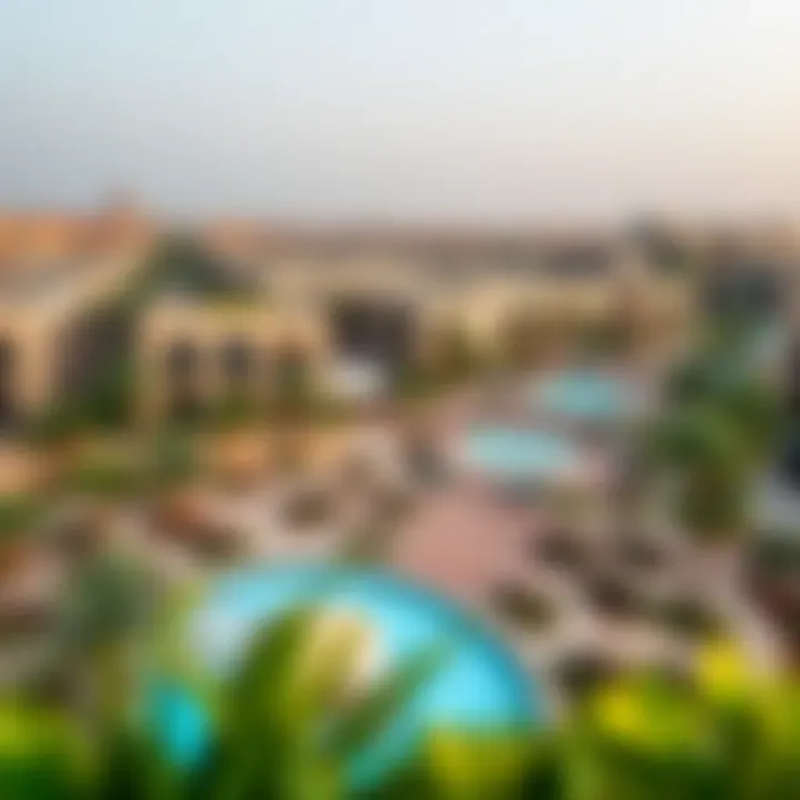 Aerial view of community amenities in Wasl Properties
